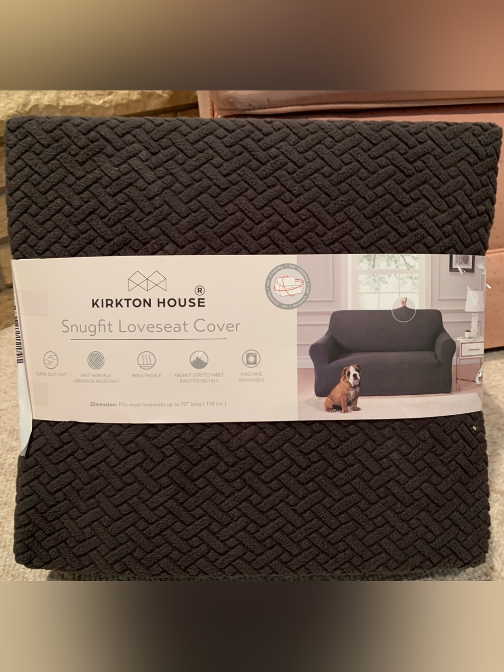 Kirkton House Snugfit Loveseat Cover - Dark Grey